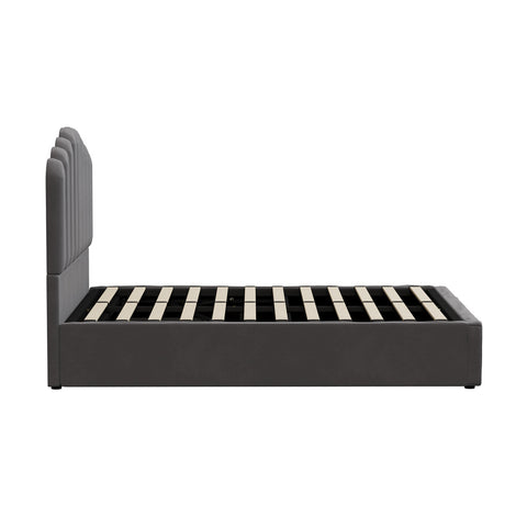 Bed Frame Double Size Gas Lift Velvet Grey