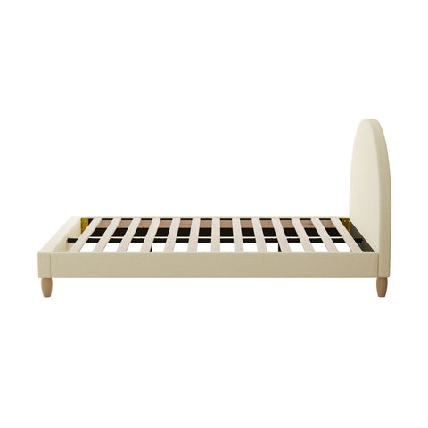 Bed Frame Double Size Arched Bedhead Beige Fabric