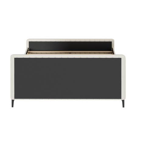 King Size Bed Frame Velvet Fabric Beige