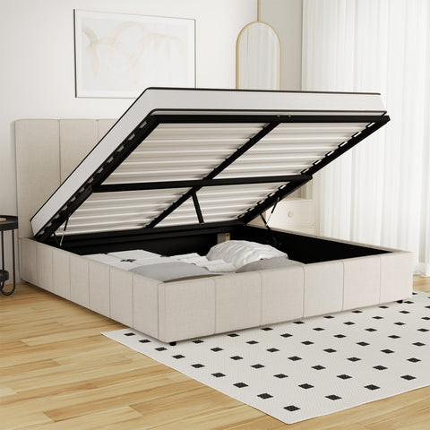 Bed Frame Queen Size Gas Lift Storage Base VISH