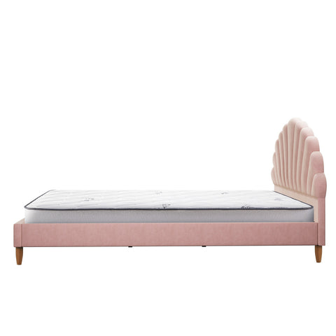 Bed Frame with Mattress Double Size Pink Velvet
