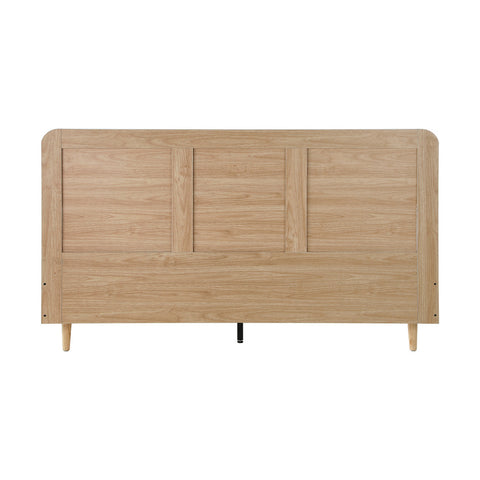 Wooden Bed Frame King Size Rattan Headboard