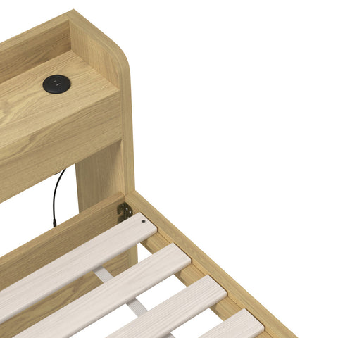 Double Bed Frame with Charging Ports and 2 Drawers
