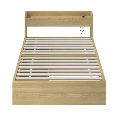 King Single Bed Frame with Charging Ports 2 Drawers