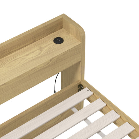 King Single Bed Frame with Charging Ports 2 Drawers