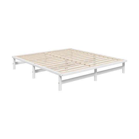 Wooden Bed Frame King Size Solid Pine Wood White
