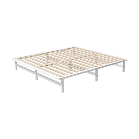 Wooden Bed Frame King Size Solid Pine Wood White