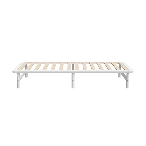 Wooden Bed Frame Pine Timber King Single Size White