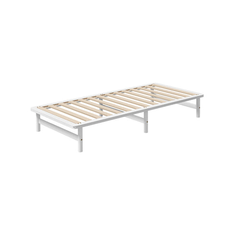 Wooden Bed Frame Pine Timber King Single Size White