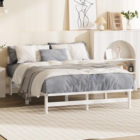 Wooden Bed Frame Queen Size Solid Pine Timber White