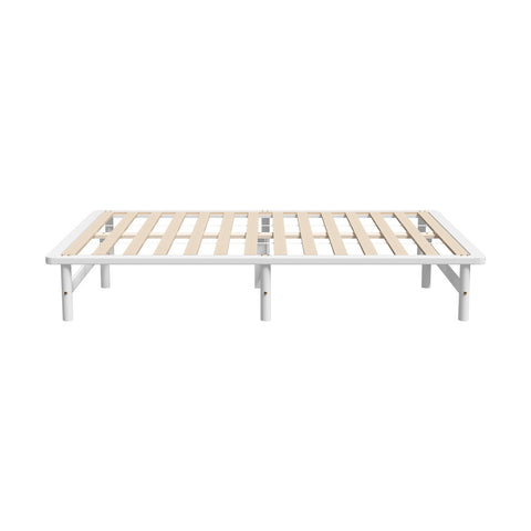 Wooden Bed Frame Queen Size Solid Pine Timber White