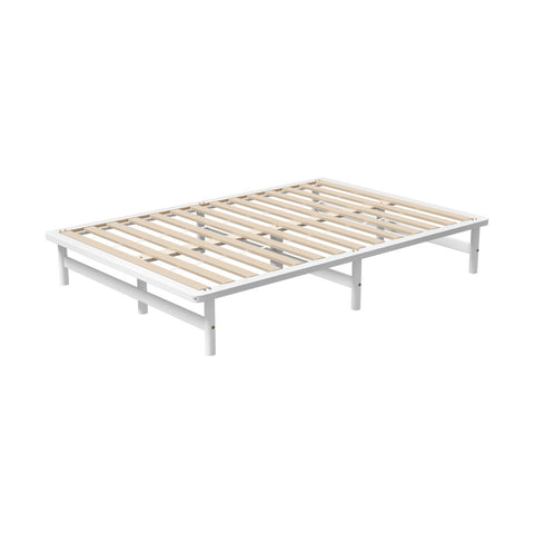 Wooden Bed Frame Queen Size Solid Pine Timber White