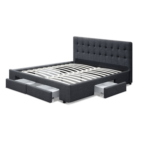 Bed Frame Double Size with 4 Drawers Charcoal AVIO