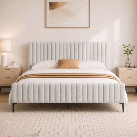 Bed Frame King Size Beige AMMY