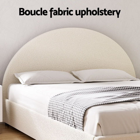 Bed Frame Gas Lift Strorage Beds Base Platform Boucle Fabric Double ELLA