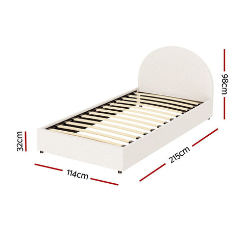 Bed Frame Gas Lift Strorage Beds Base Platform Boucle Fabric King Single ELLA