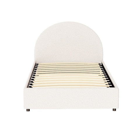 Bed Frame Gas Lift Strorage Beds Base Platform Boucle Fabric King Single ELLA
