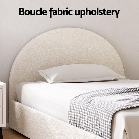 Bed Frame Gas Lift Strorage Beds Base Platform Boucle Fabric King Single ELLA