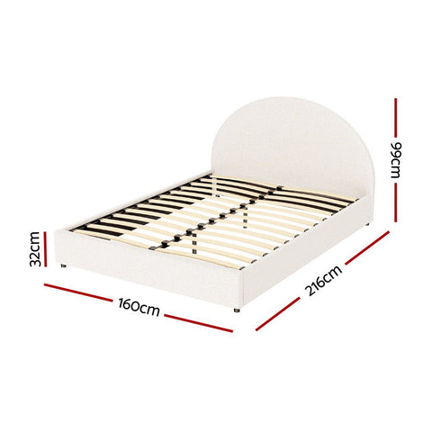 Bed Frame Gas Lift Strorage Beds Base Platform Boucle Fabric Queen ELLA