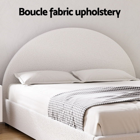 Bed Frame Gas Lift Strorage Beds Base Platform Boucle Fabric Queen ELLA
