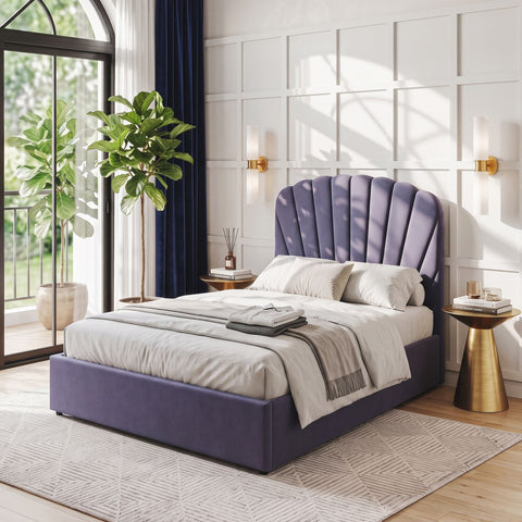 Double Bed Frame with Lift Up Storage and USB Ports Grey