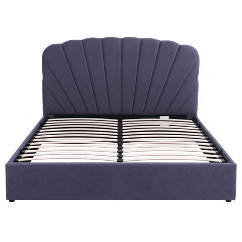 King Bed Frame with Lift Up Storage and USB Ports Grey