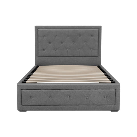 Bed Frame King Single Size Gas Lift Storage Mattress Base Wooden Grey