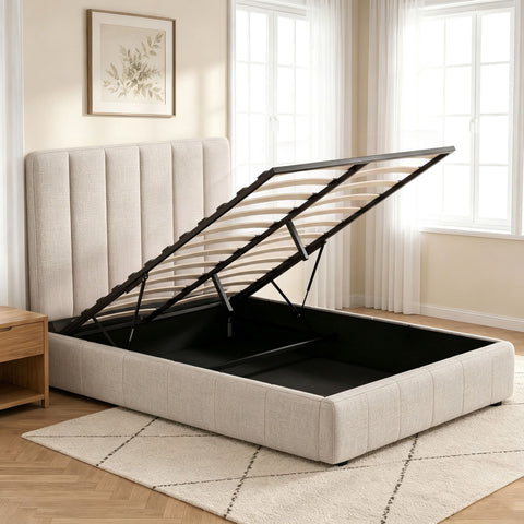 Bed Frame Double Size Beige TETTE