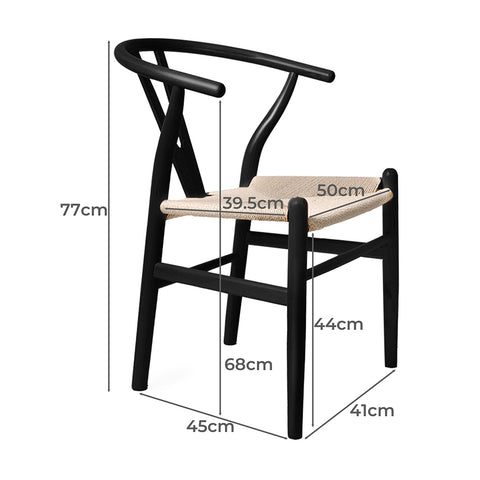 Levede 2x Dining Chairs Wooden Hans Black-1954802980578529282