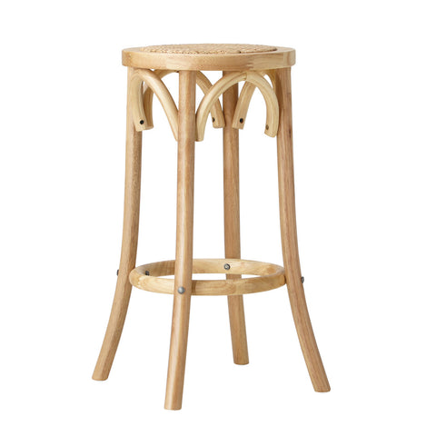 4x Bar Stools Dining Chair Rattan Seat Natural