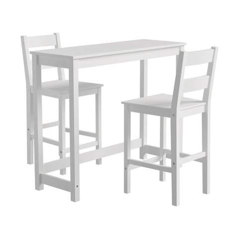 3PCS Bar Table Set Cafe Tables and 2 Stools White