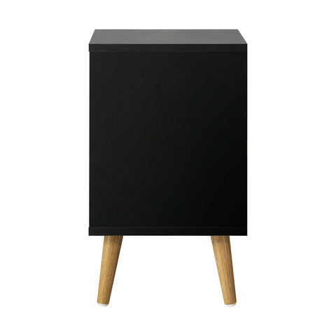 Bedside Tables 2 Drawers Air Gap Handle Black