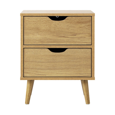 Bedside Tables 2 Drawers Air Gap Handle Wooden