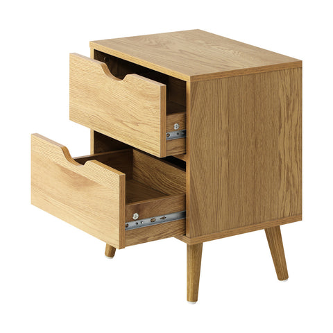 Bedside Tables 2 Drawers Air Gap Handle Wooden