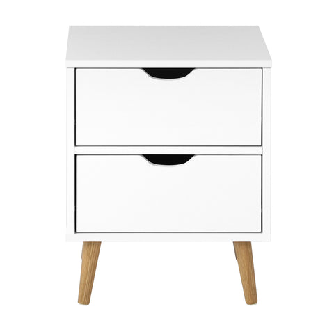 Bedside Tables 2 Drawers Air Gap Handle White