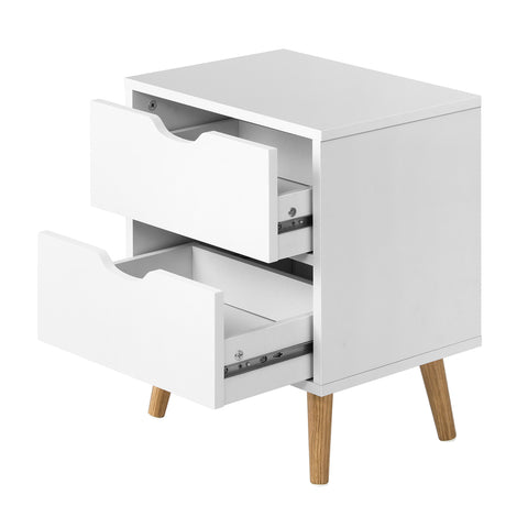 Bedside Tables 2 Drawers Air Gap Handle White