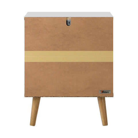 Bedside Tables 2 Drawers Air Gap Handle White