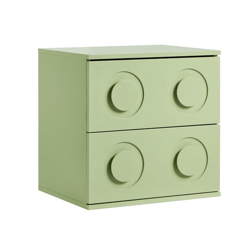 Bedside Table 2 Drawers Nightstand Side Storage Cabinet Green