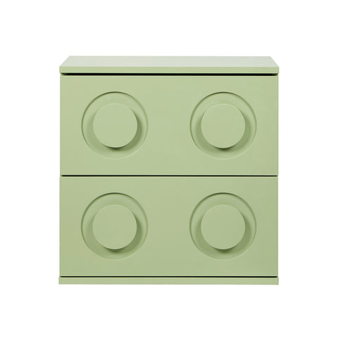 Bedside Table 2 Drawers Nightstand Side Storage Cabinet Green