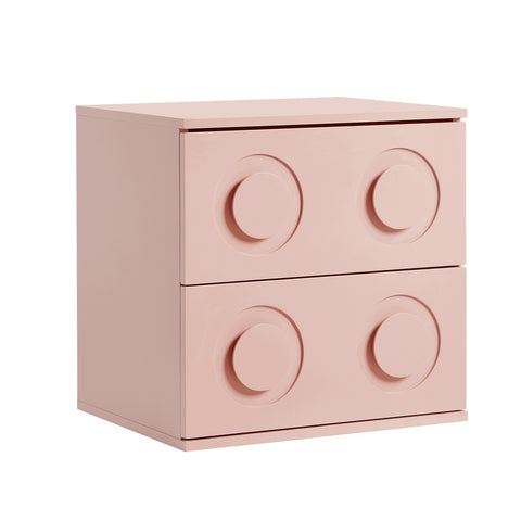 Bedside Table 2 Drawers Nightstand Side Storage Cabinet Pink
