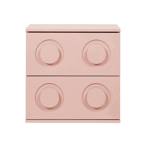 Bedside Table 2 Drawers Nightstand Side Storage Cabinet Pink
