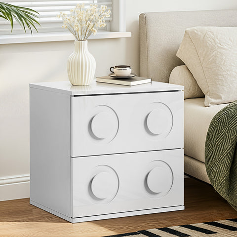 Bedside Table 2 Drawers Nightstand Side Storage Cabinet White