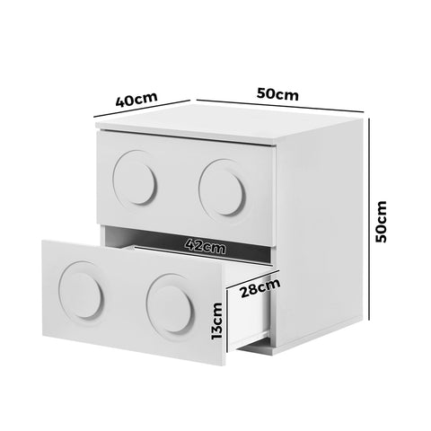 Bedside Table 2 Drawers Nightstand Side Storage Cabinet White