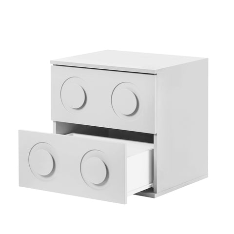 Bedside Table 2 Drawers Nightstand Side Storage Cabinet White