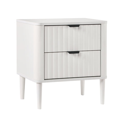 Bedside Table 2 Drawers Nightstand White