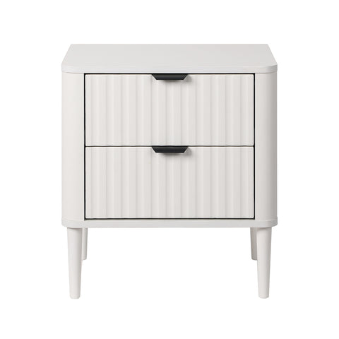 Bedside Table 2 Drawers Nightstand White