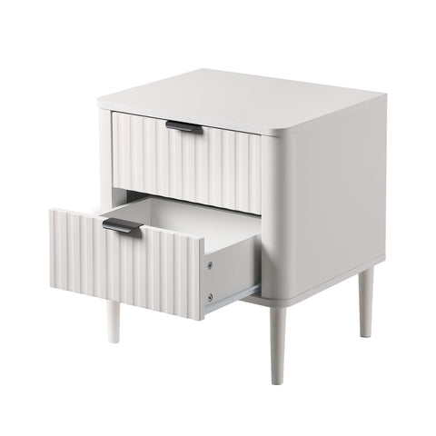 Bedside Table 2 Drawers Nightstand White