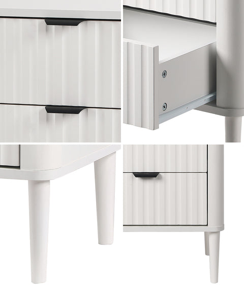 Bedside Table 2 Drawers Nightstand White