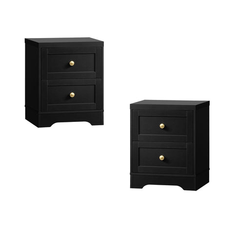 2X Bedside Tables Hamptons Furniture Black