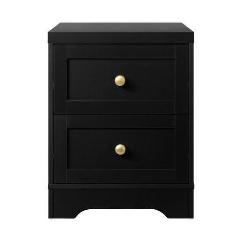 2X Bedside Tables Hamptons Furniture Black